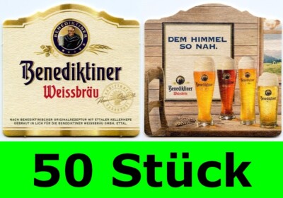 50 Stück Bierdeckel Benediktiner Weissbier Weissbräu Ettal Bar Party Theke Typ 2