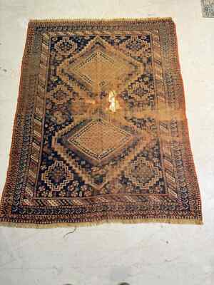 Antique Oriental Hand-Knotted Wool Area Rug 200 Year Old Collectible 3'5'' x 5'