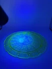 Vintage Vaseline Green Depression Glass Cherry Blossom Tray Cake Plate Jeanette