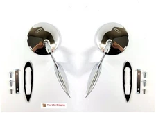 Pair Round Bowtie Teardrop Door Mirrors Fits 1963-1965 Nova 1964-1965 Chevelle 