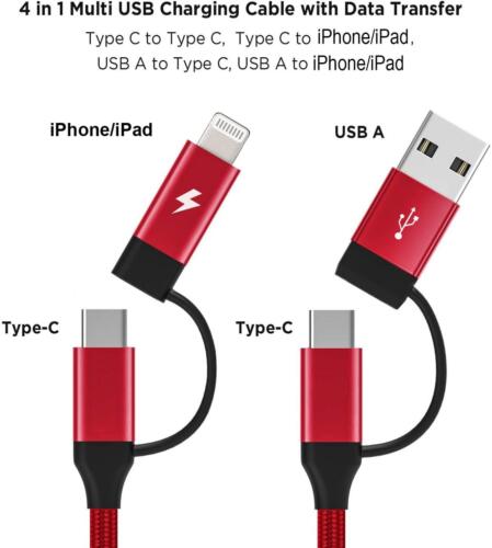 4-IN-1 USB-C CABLE FAST CHARGER POWER CORD [TYPE-C IPHONE for PHONES & TABLETS - Picture 3 of 6
