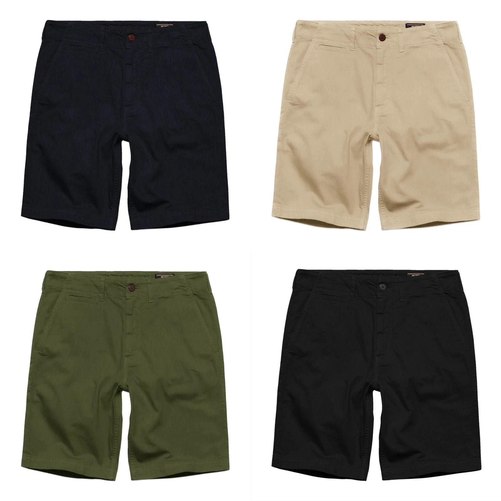 Superdry Shorts - Superdry Vintage Officer Chino Shorts - Black, Stone, Olive