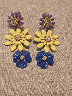very rare vintage Oscar de la Renta massive clips with floral decoration #1003