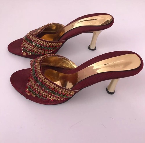 Women’s Jewel detail Heals Size 6 Sandals, Peep Toe Mules - Picture 3 of 6