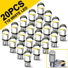 20Pcs White Light Bulb LED T10 194 168 W5W Car Trunk Interior Map License Plate