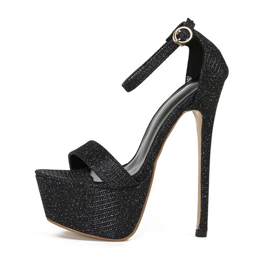 Women Sequined Platform Sandals Sexy Pumps Ankle Strap Stiletto Shoes Size 34-46 - Bild 5 von 18