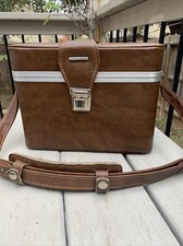 Vtg Vinyl Camara Hard Sided Carry Case 9 Height 6 Depth 12 Width w/ Strap