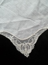 Vintage Pale Pink Hankie Lace Corner Bridal Handkerchief Wedding Hankie 384