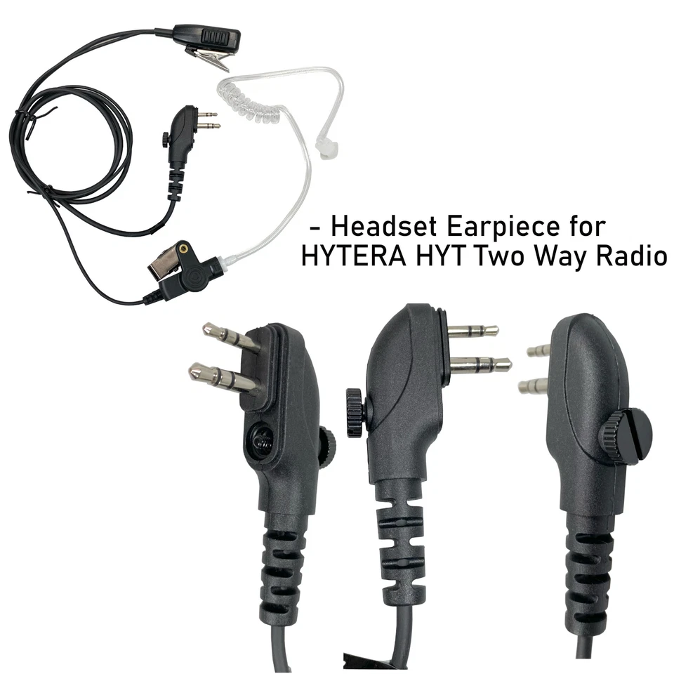 2-Pack Walkie Talkie Earbud Headset PTT Mic for HYTERA HYT Radio+ 1 Pair Earmold - Image 3 of 4