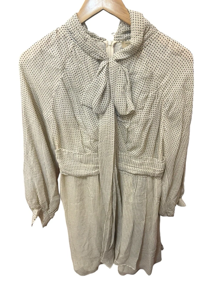 Burberry London England Dresse Silk Polka Dot bow neck sz 38 US 4  - Image 2 of 4