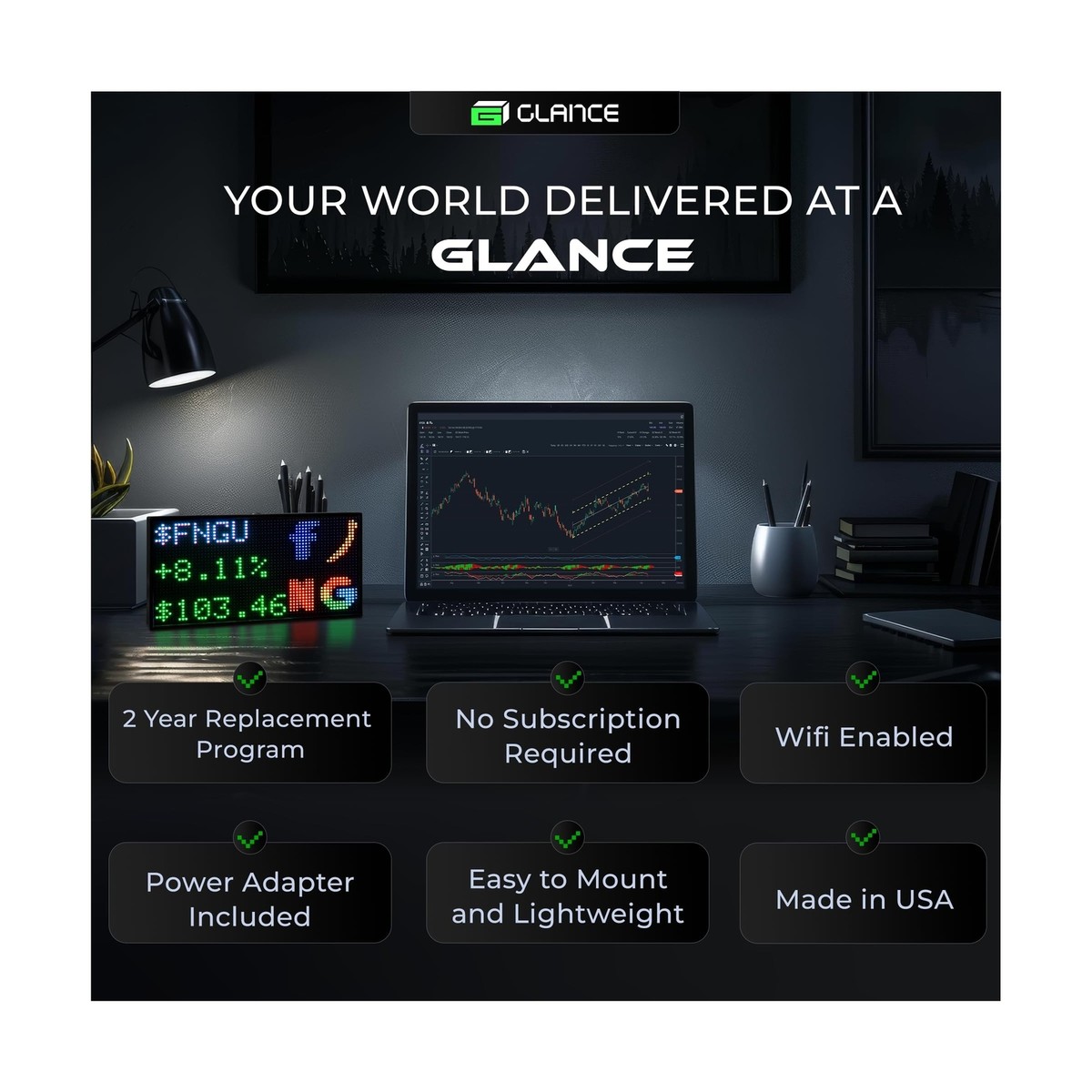 Glance LED Ticker - Customizable LED Display Sports Ticker, LED