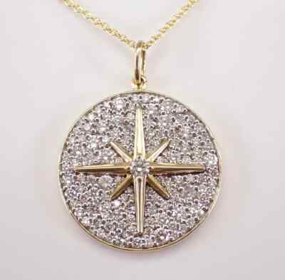 #ad 2Ct Round Cut Real Moissanite North Star Charm Pendant 14K Yellow Gold Plated $148.12