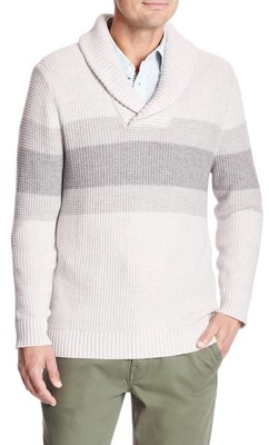 NWT Banana Republic Chest-Stripe Shawl Neck Sweater Size S Grey $69.99