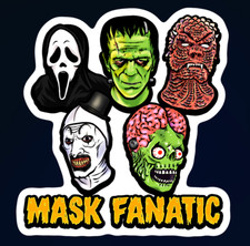 "MASK FANATIC" Halloween horror DECAL prop sticker vintage Ghostface Scream