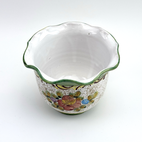 VTG Deruta Keramik Übertopf | Blumenmotiv | Handbemalt | Italien | Ø14cm - Picture 6 of 10