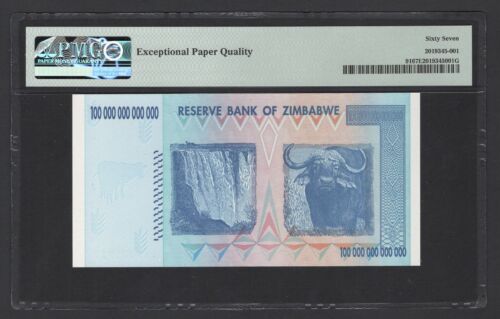 Zimbabwe 100 Trillion Dollars 2008 P91 Uncirculated Grade 67 - Picture 2 of 2