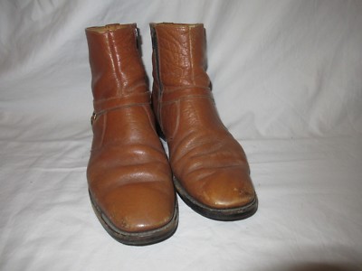 Vintage Stuart McGuire Men\'s Tan Leather Chukka Boots with Gold Accent & zipper Stuart Mcguire | Shoes | England Stuart Mcguire Chelsea  main image 2