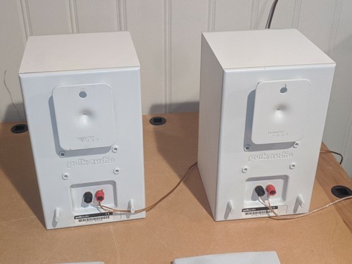 Vintage Polk Audio RT15i WHITE 100W Stereo Bookshelf Speakers Pair + WALL MOUNTS - Picture 7 of 12