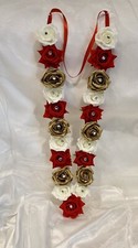 Indian Bollywood (asian) artificial  wedding garlands Red , Gold And Ivory