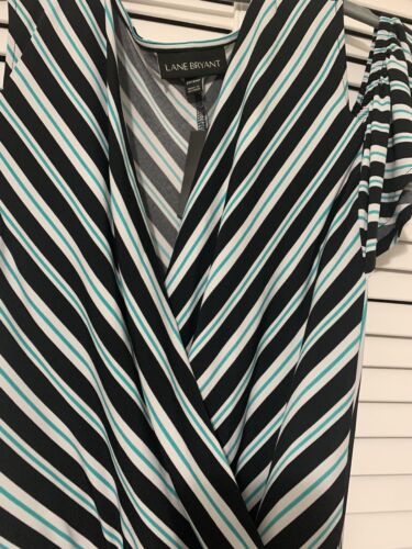 Abito Lane Bryant a righe maxi lungo 22/24 spalle fredde vita elasticizzata nuovo - Foto 4 di 11