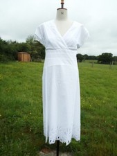 White Cut-Work Cotton Occasion Midi Dress Lined ARTIGIANO UK 18 BNWT RRP £95