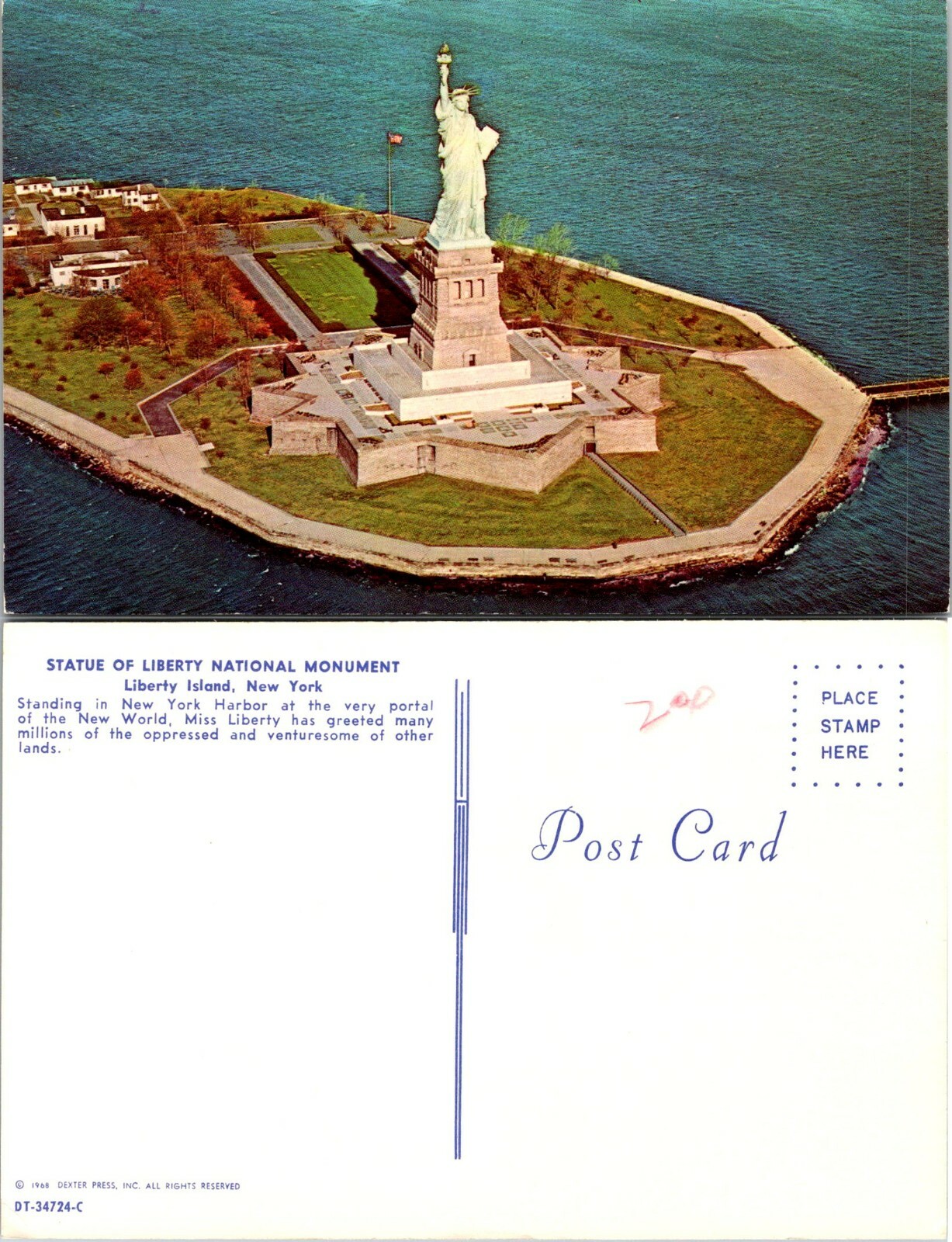 New York(NY) Liberty Island Statue of Liberty National Monument Vintage