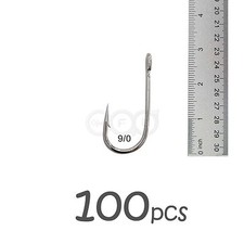 100pcs Size 9/0 Fishing 6X Strong Siwash Nickel Hook Open Eye Bulk Hi-carbon ste