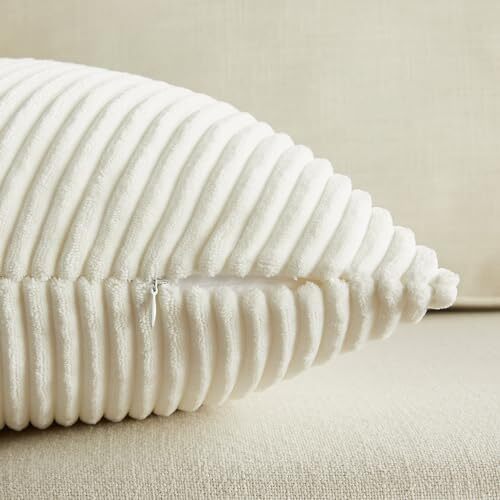 Set of 2 Boho Neutral Decorative Throw Pillow Covers 18 x 18-Inch Cream White - Picture 3 of 7
