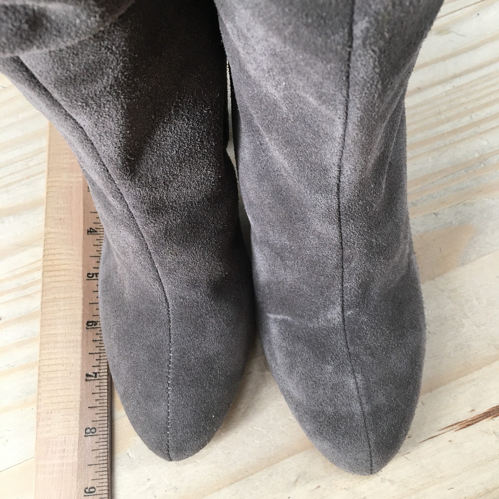 Sole Society Boots Womens 5.5M Gerii Slouchy Heels Knee High Gray Suede Pull On