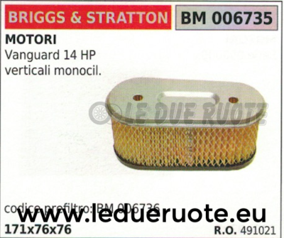 #ad 491021 Engine Air Filter Briggs amp; Stratton Vanguard 14 HP 171x76x76 $37.90