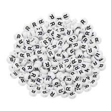 100 Round Acrylic 7mm Letter Beads - Letter R
