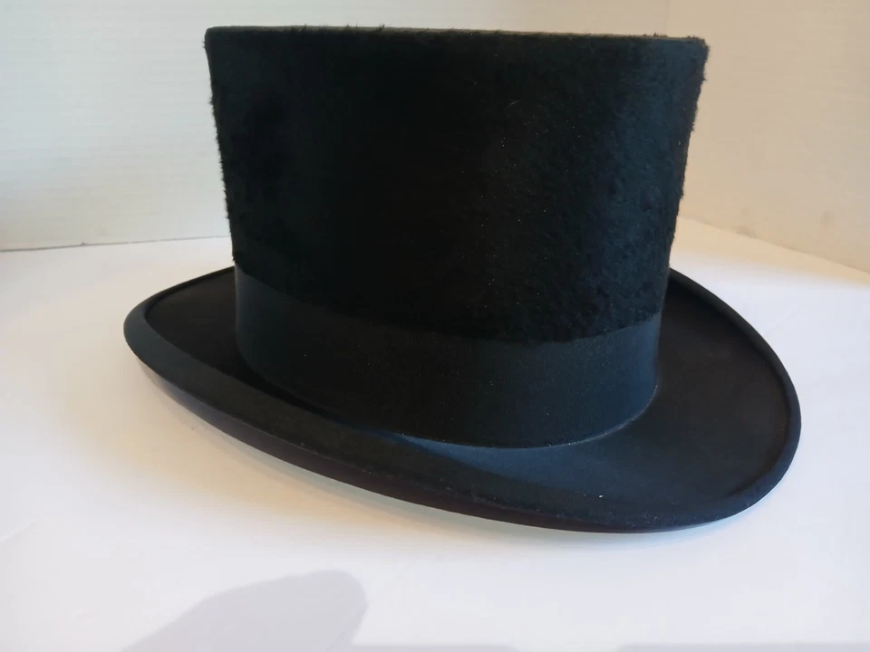 Sombrero de fieltro de piel antiguo/vintage negro talla 7 Foto 4 de 4