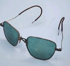 Vintage Pilot Aviator Sunglasses Gold Frame Green Lens