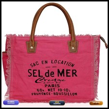CREATIVE LEATHER ART Vintage Canvas Tote Bag 13 x 5 x 10