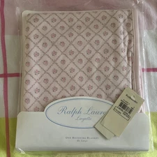 Ralph Lauren Layette Morning Pink Floral Receiving Blanket Cotton ~ Reversible