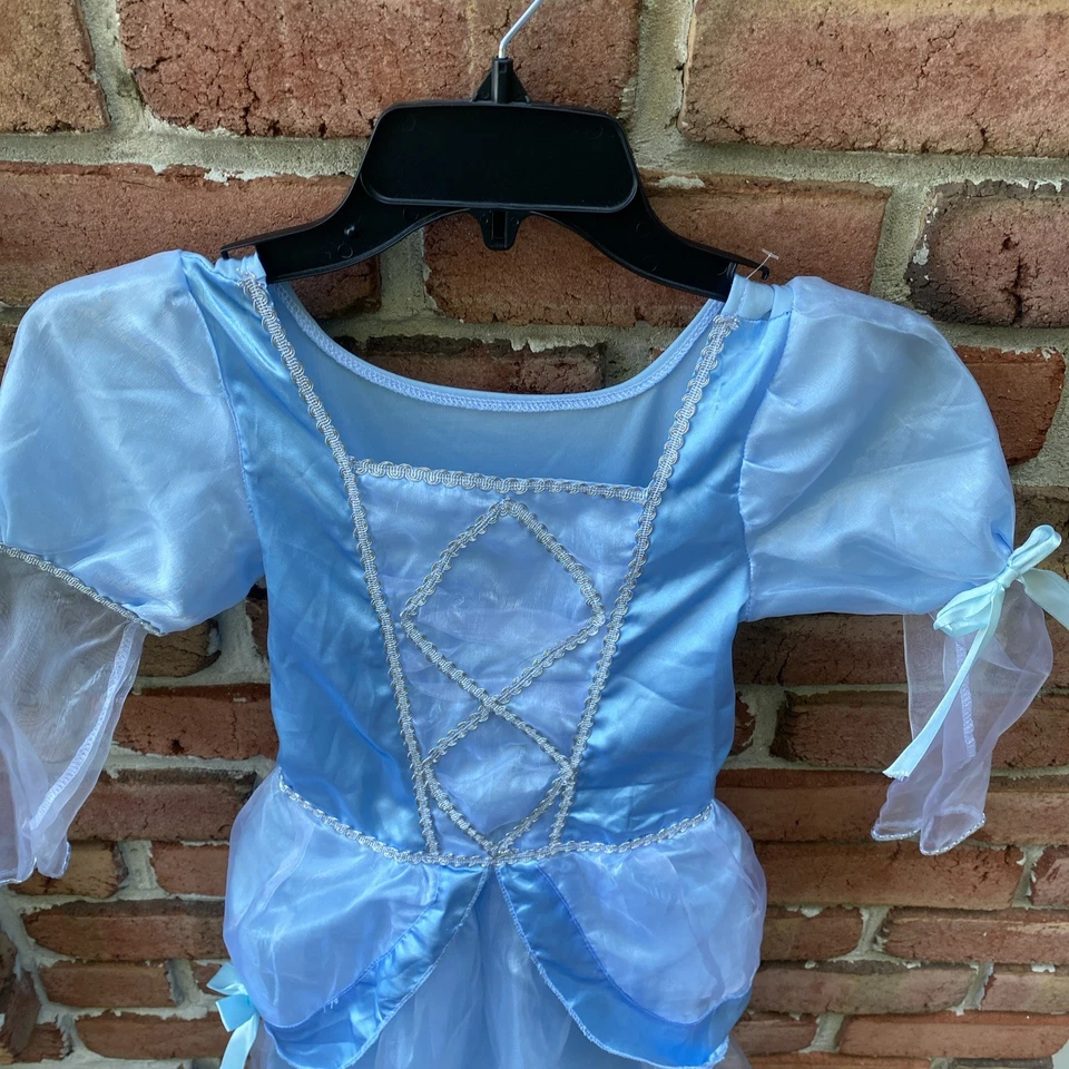 Niña Princesa Elegante Azul Disfraz Personaje Vestido Vestido Mediano Cenicienta L@@K Foto 3 de 4
