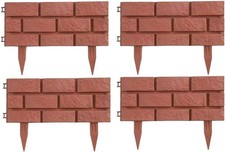 Lawn Edging Border Garden Picket Fence Panel Barrier Brick Effect Fence Terracot