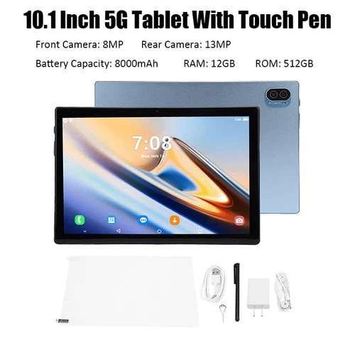 10.1 Inch 5G Tablet 12GB RAM 512GB ROM 8MP 13MP Cameras With Touch Pen D4r3