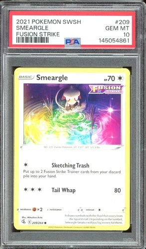 Pokemon TCG Sword & Shield Fusion Strike #209 Smeargle Non-Holo Common PSA 10