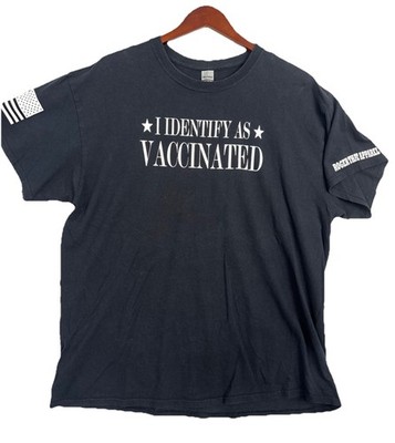 Roger That Apparel I Identify As Vaccinated Graphic T-Shirt Black XL USA Flag