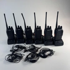 Pxton Two-Way Radio Walkie Talkies 6 Pack Black with Chargers Earpieces Headsets