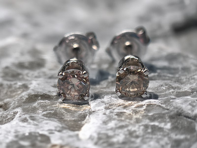 Women's 14K White Gold .50 CT TDW Champagne Colored Diamond Stud Earrings