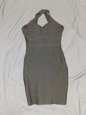 Halter Bodycon Sleeveless Short Dress Black Solid Zip Size S HL498XIGUA