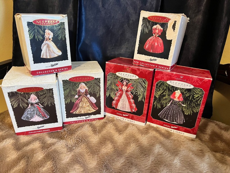 Holiday BARBIE  Hallmark Keepsake Ornaments LOT Of 6 In Elegant Gowns 1993-1998
