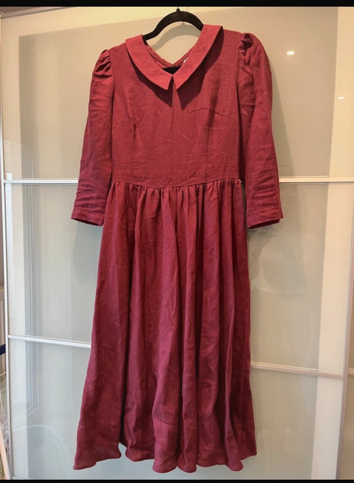 Luna Leinenkleid - Weinrot der Marke Bedra - Bild 4 von 4
