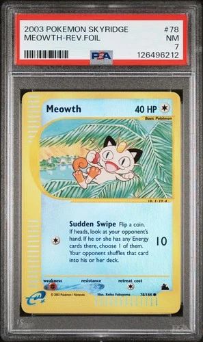 2003 Pokemon Meowth Skyridge Reverse Holo #78 PSA 7