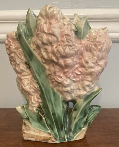 Vintage McCoy Pottery 1950's Pink Hyacinth Flower Vase/Planter 8" Tall w/ Flaw