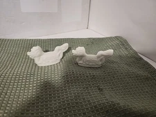 2 Milk Glass Oriental Dragon Figurines Gloss White Vintage - See Description