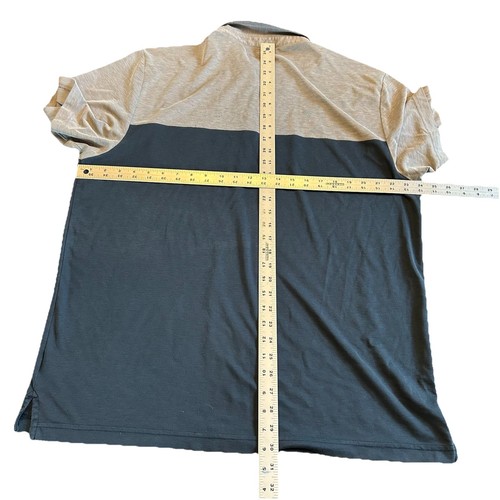 Travis Mathew Golf Polo Shirt Men XXL Pima Cotton Blend Navy Blue Pocket Striped - Picture 2 of 4