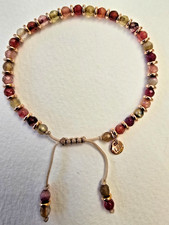 LOLA ROSE DAINTY MUTED PINK / DARK RED / GREEN QUARTZ GEMSTONE BRACELET - NWOT